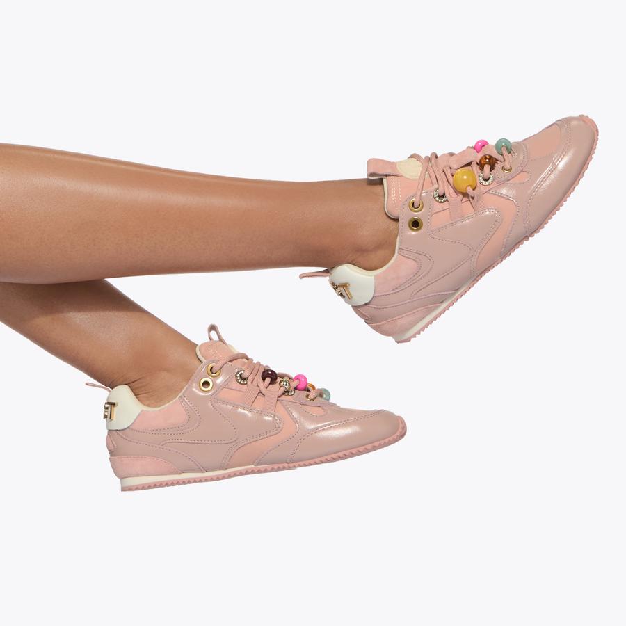 KURT BEAD SLIM RUNNER Peach Leather Suede Kurt Slim Runner by Kurt