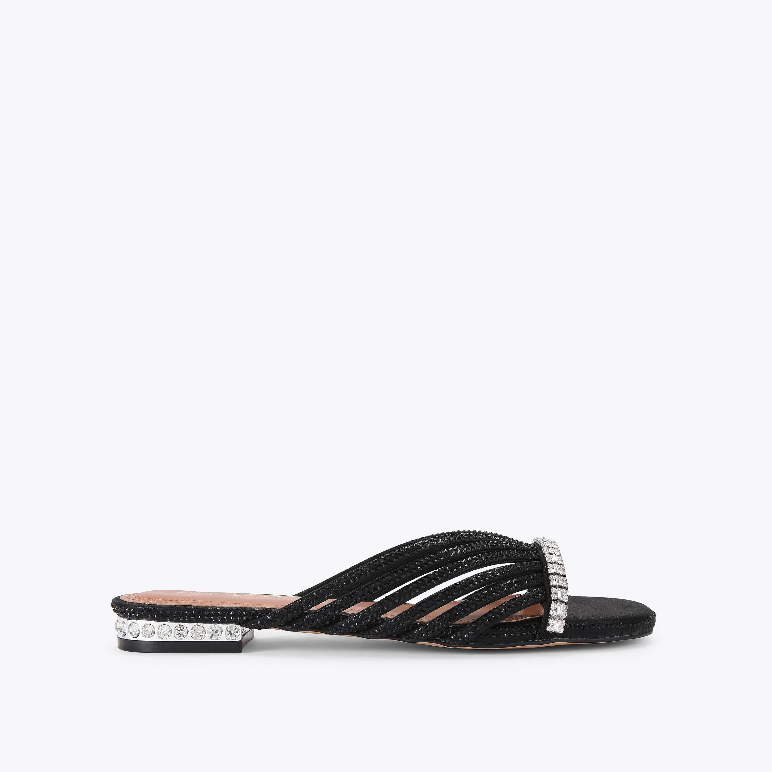 CRYSTAL STRAP FLAT MULE Rainbow Crystal Slip On Sandal by Kurt