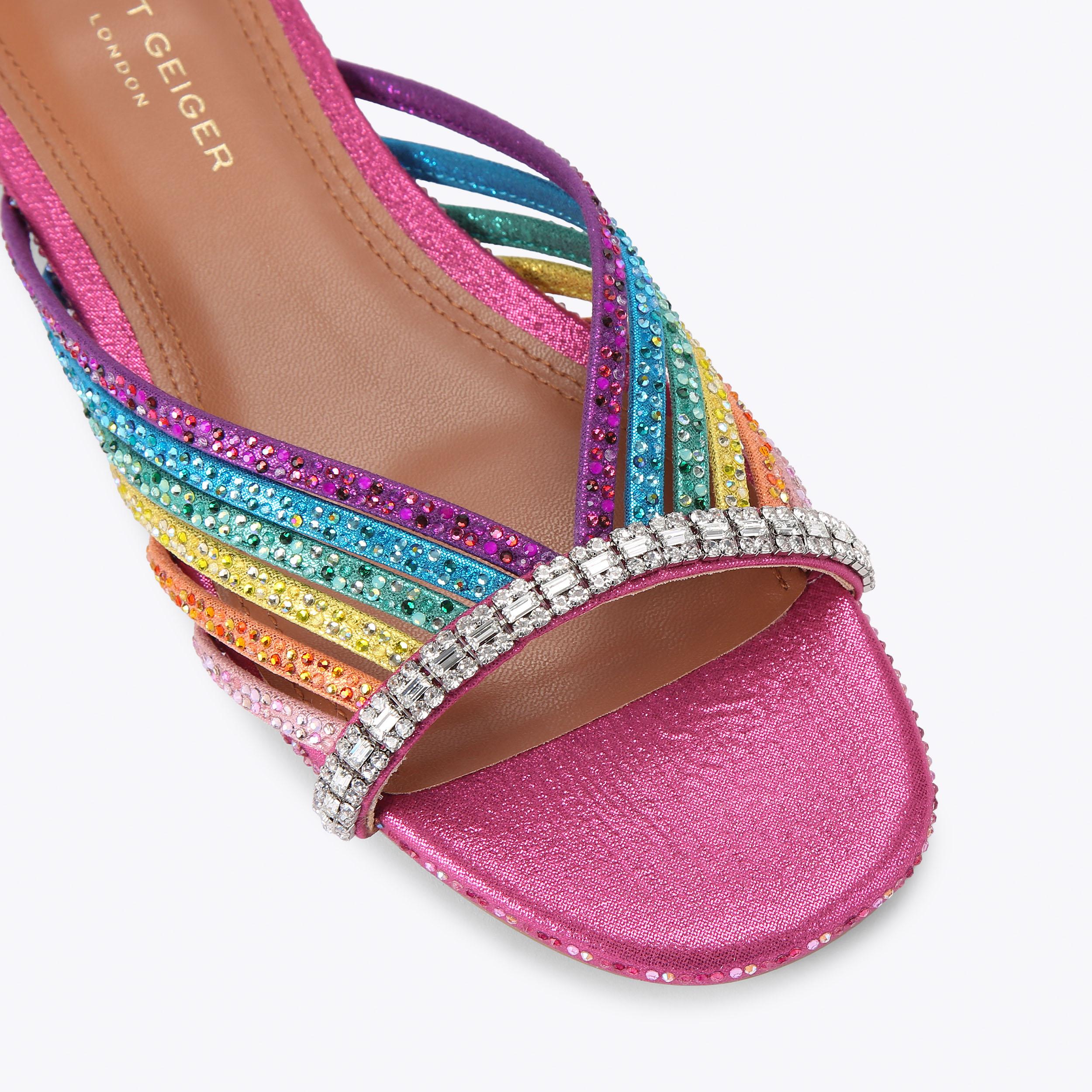 CRYSTAL STRAP FLAT MULE Rainbow Crystal Slip On Sandal by Kurt