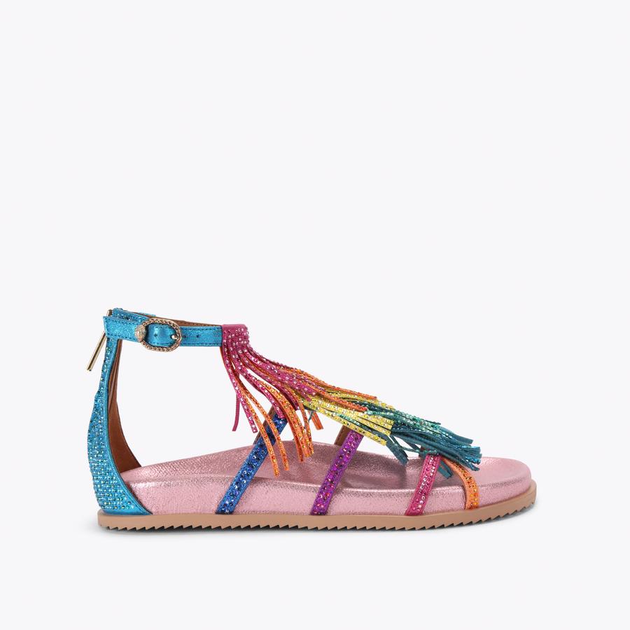KC FRINGE SANDAL Multi-Colour Tassel Caged Sandal by Kurt Geiger
