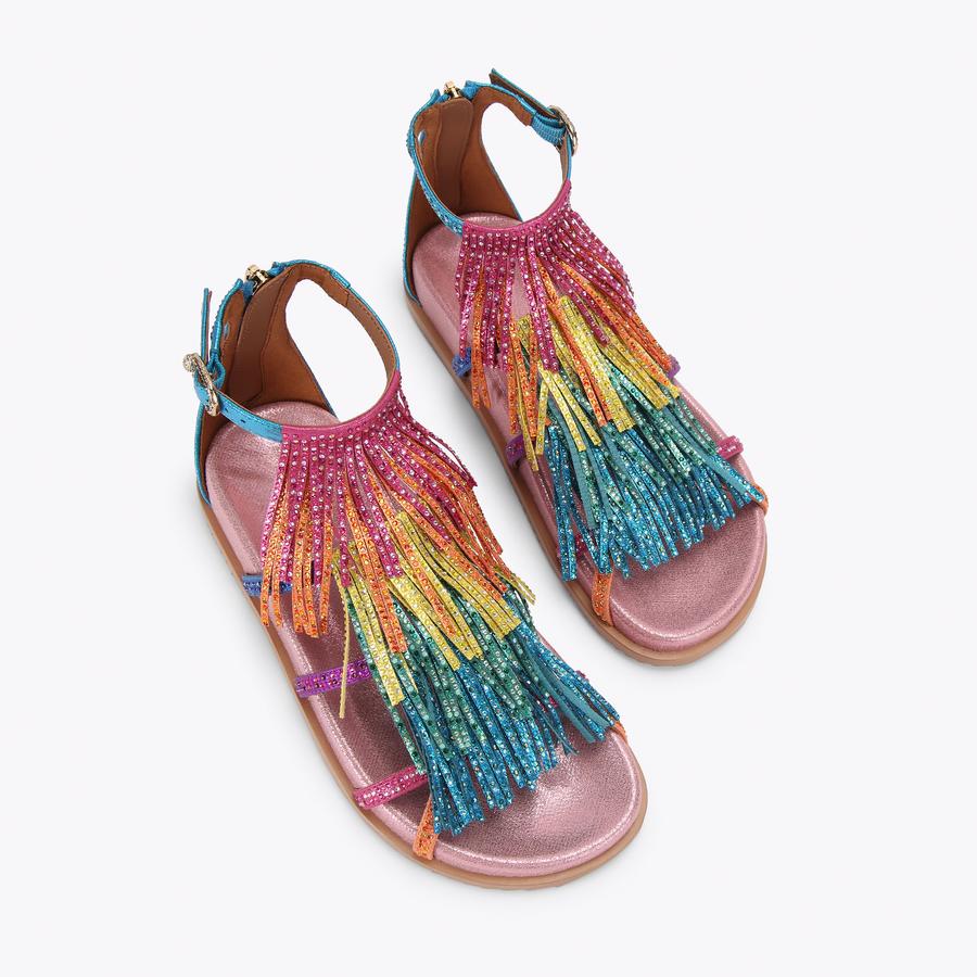 KC FRINGE SANDAL Multi-Colour Tassel Caged Sandal by Kurt Geiger