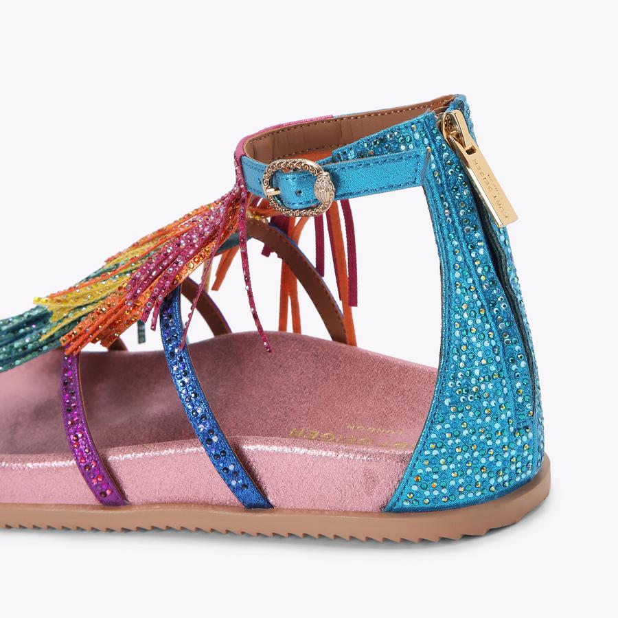 KC FRINGE SANDAL Multi-Colour Tassel Caged Sandal by Kurt Geiger