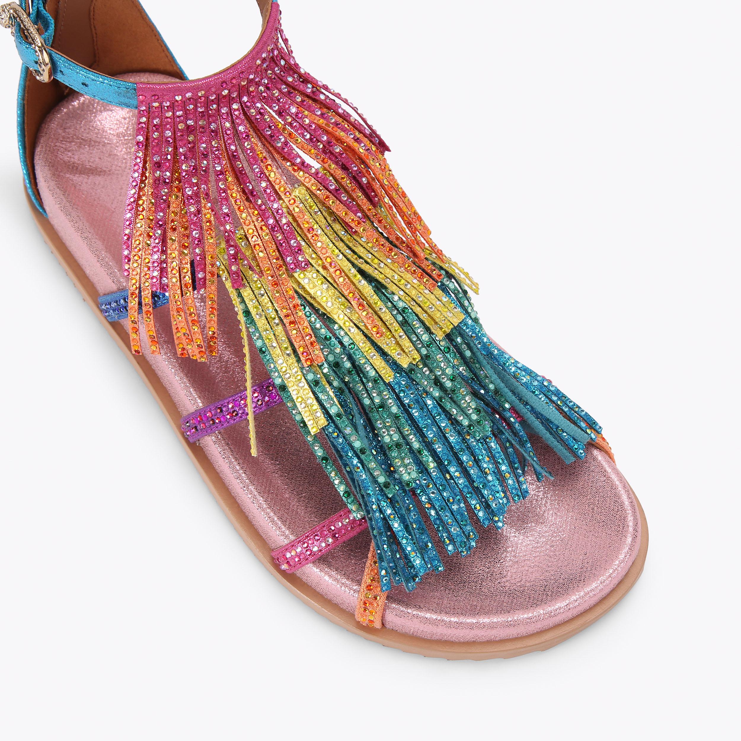 KC FRINGE SANDAL Multi-Colour Tassel Caged Sandal by Kurt Geiger