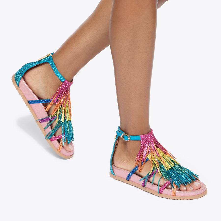 KC FRINGE SANDAL Multi-Colour Tassel Caged Sandal by Kurt Geiger