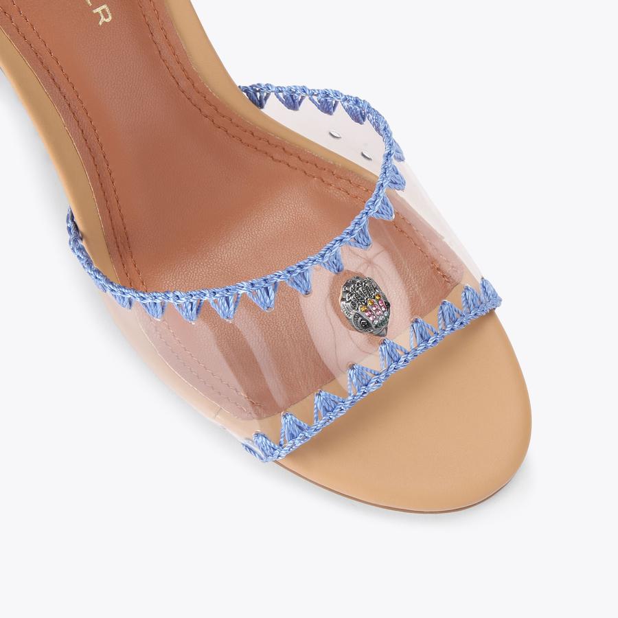 シェルガーランド♡ VINYL SCARF SANDAL Blue Vinyl High Heel by Kurt Geiger London