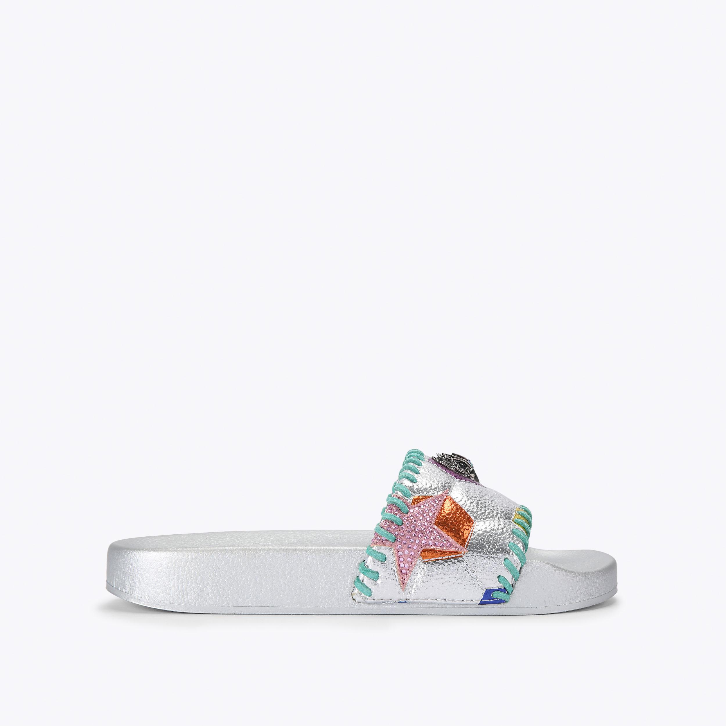 MEENA EAGLE FOOTY Silver Football Slip On Sandal by Kurt Geiger London
