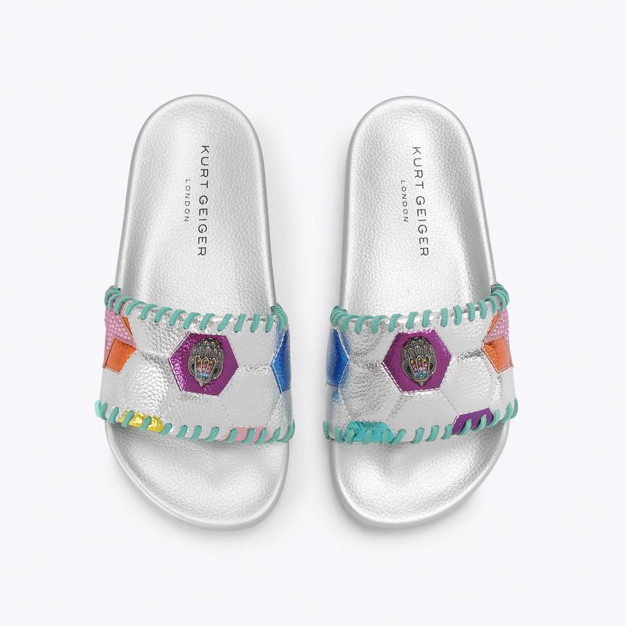 MEENA EAGLE FOOTY Silver Football Slip On Sandal by Kurt Geiger London