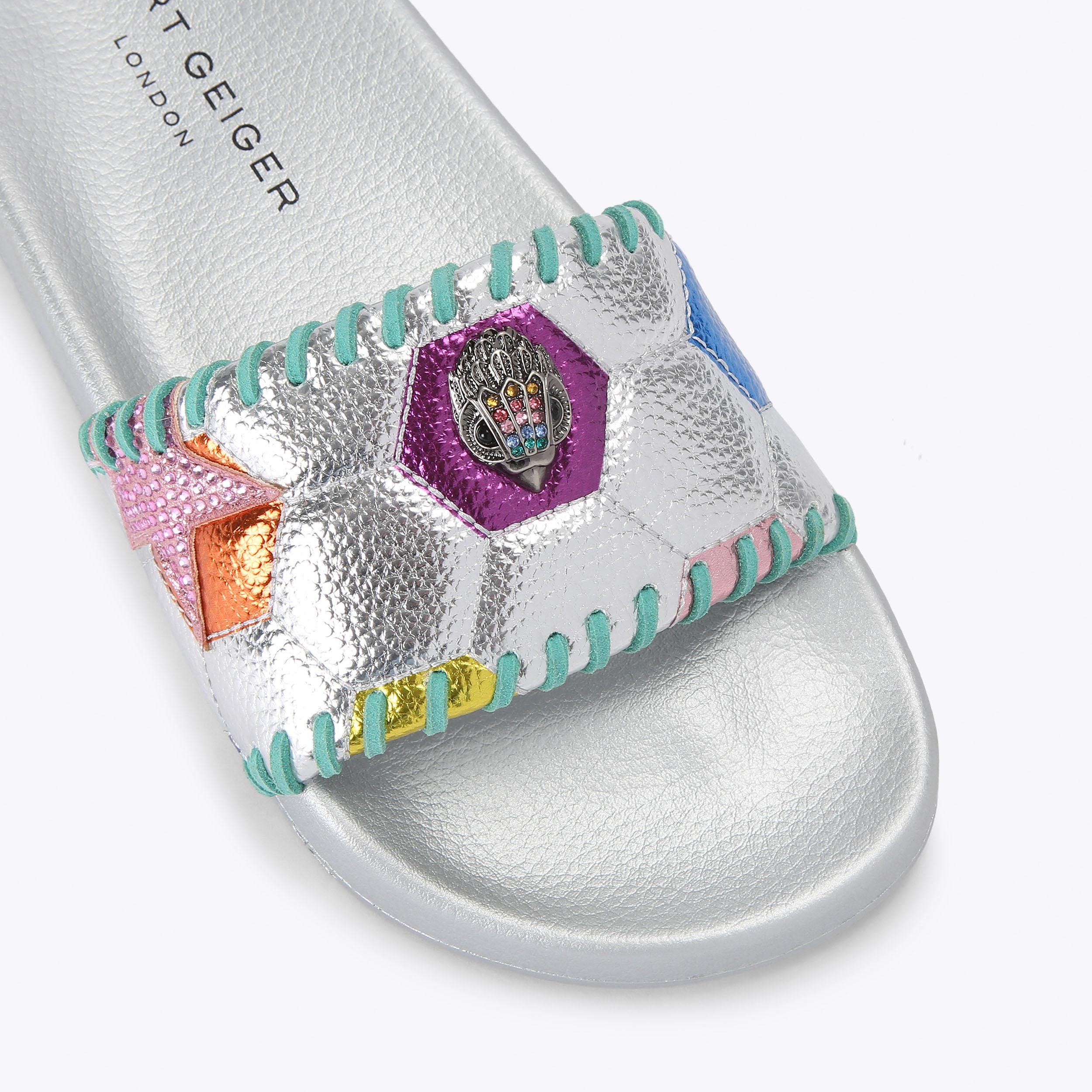 MEENA EAGLE FOOTY Silver Football Slip On Sandal by Kurt Geiger London