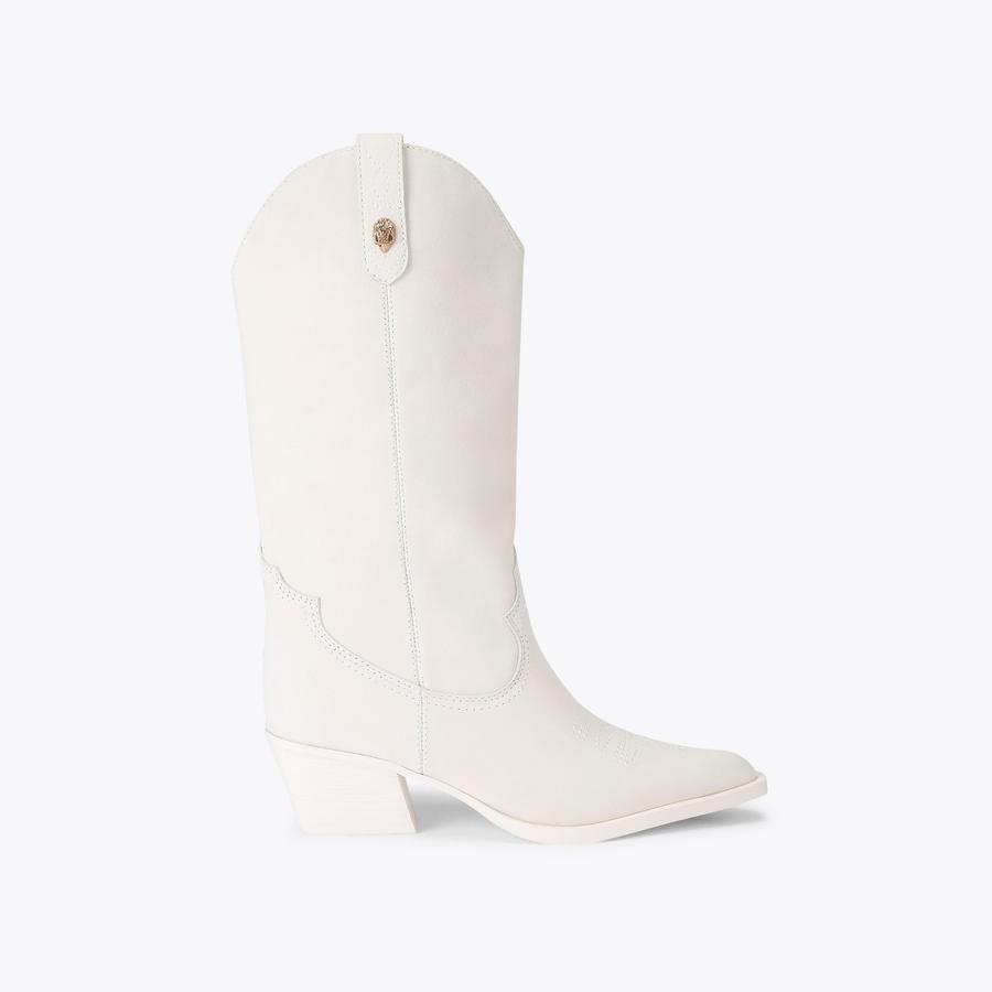 KC KISS COWBOY BOOT White Suede Cowboy Boot by Kurt Geiger London