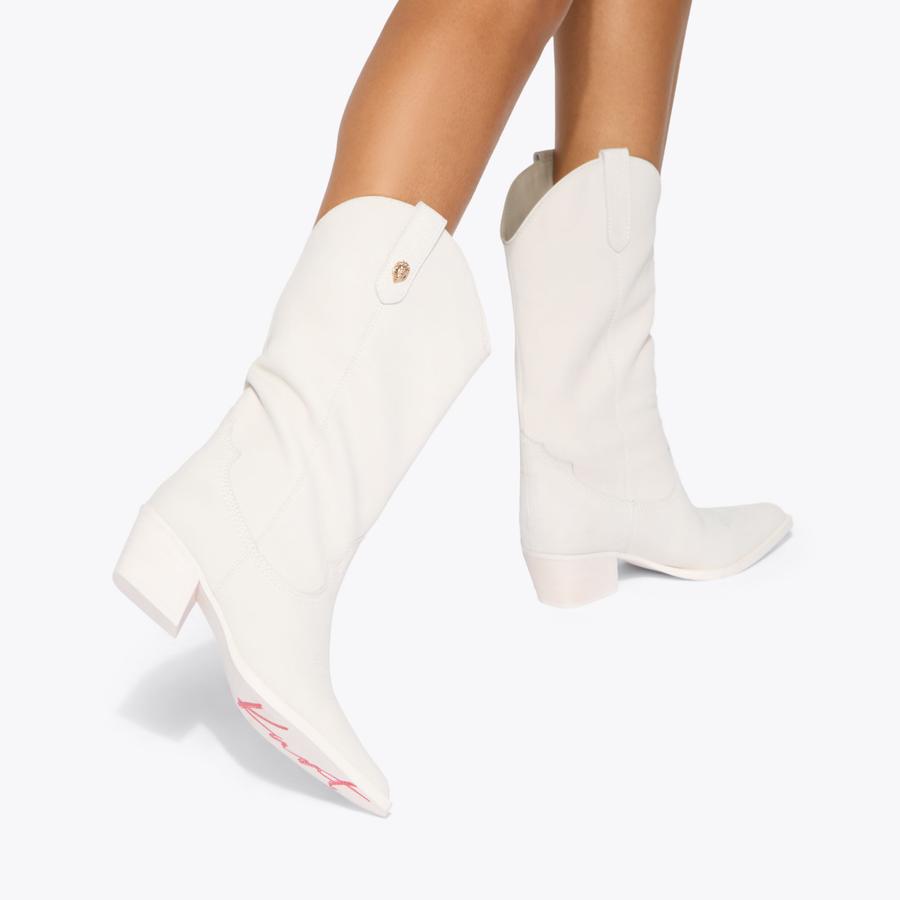KC KISS COWBOY BOOT White Suede Cowboy Boot by Kurt Geiger London
