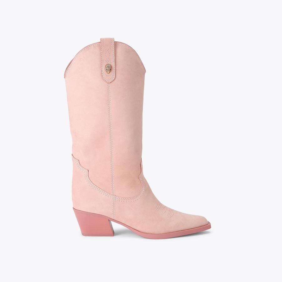 KC KISS COWBOY BOOT Pale Pink Suede Cowboy Boot by Kurt Geiger London