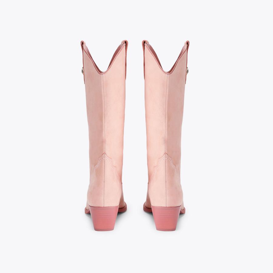 KC KISS COWBOY BOOT Pale Pink Suede Cowboy Boot by Kurt Geiger London
