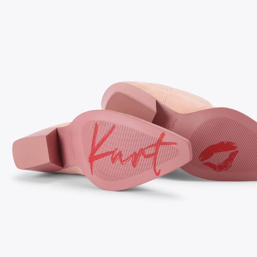 KC KISS COWBOY BOOT Pale Pink Suede Cowboy Boot by Kurt Geiger London