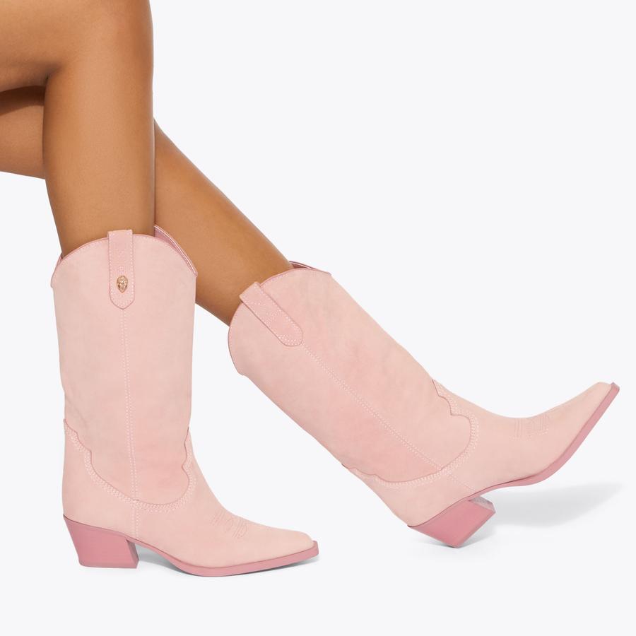 KC KISS COWBOY BOOT Pale Pink Suede Cowboy Boot by Kurt Geiger London