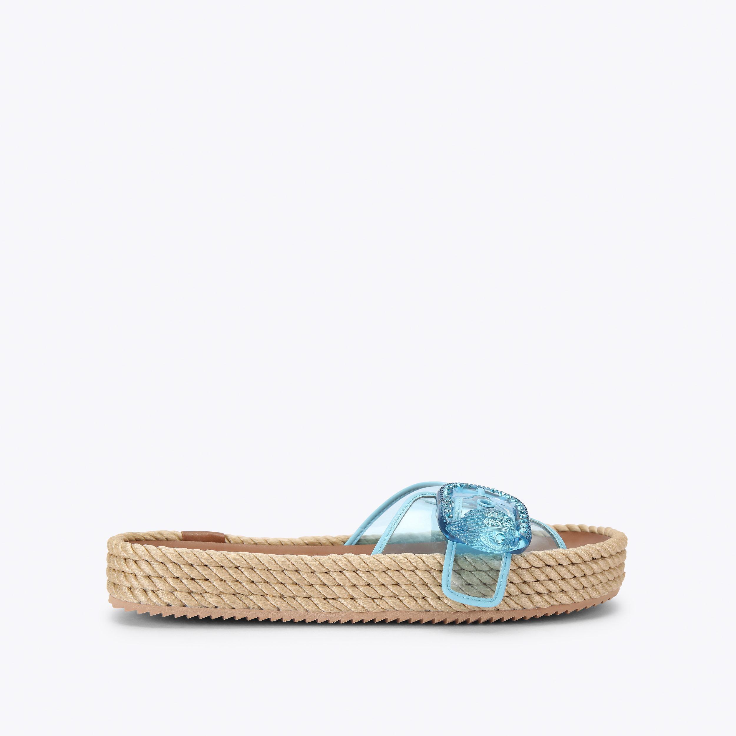 KC MAYFAIR ROPE SLIDE Blue Vinyl Slide On Sandal by Kurt Geiger London