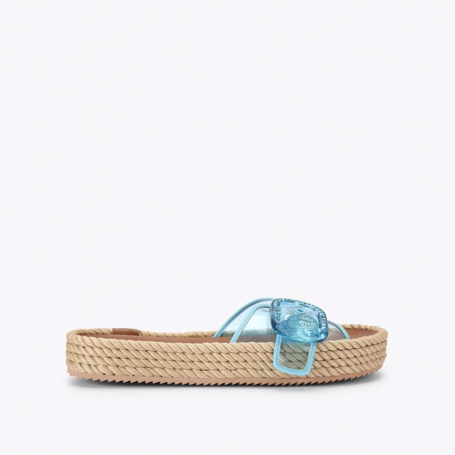 KC MAYFAIR ROPE SLIDE Blue Vinyl Slide On Sandal by Kurt Geiger London