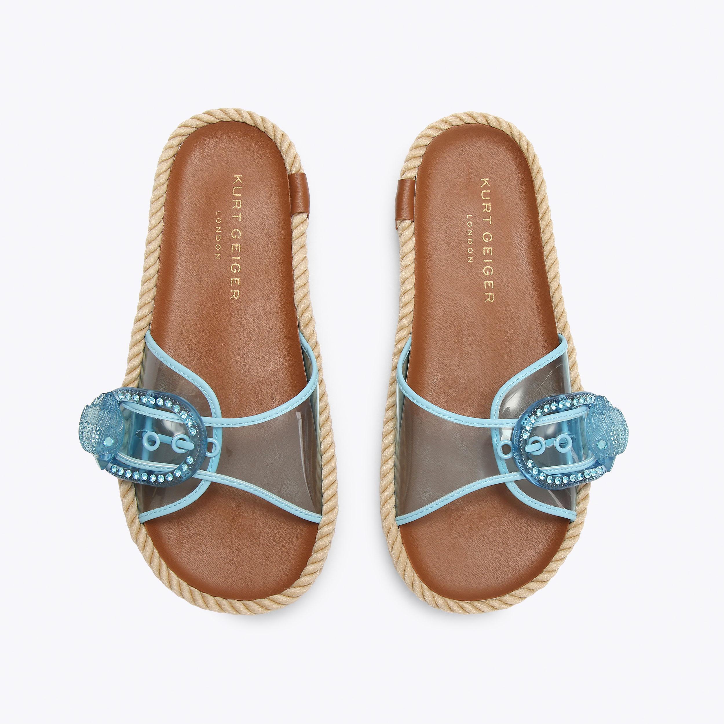 KC MAYFAIR ROPE SLIDE Blue Vinyl Slide On Sandal by Kurt Geiger London