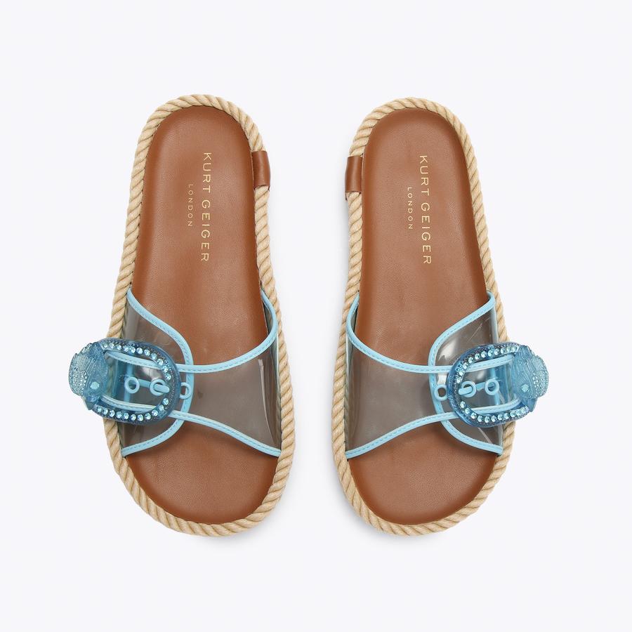 KC MAYFAIR ROPE SLIDE Blue Vinyl Slide On Sandal by Kurt Geiger London