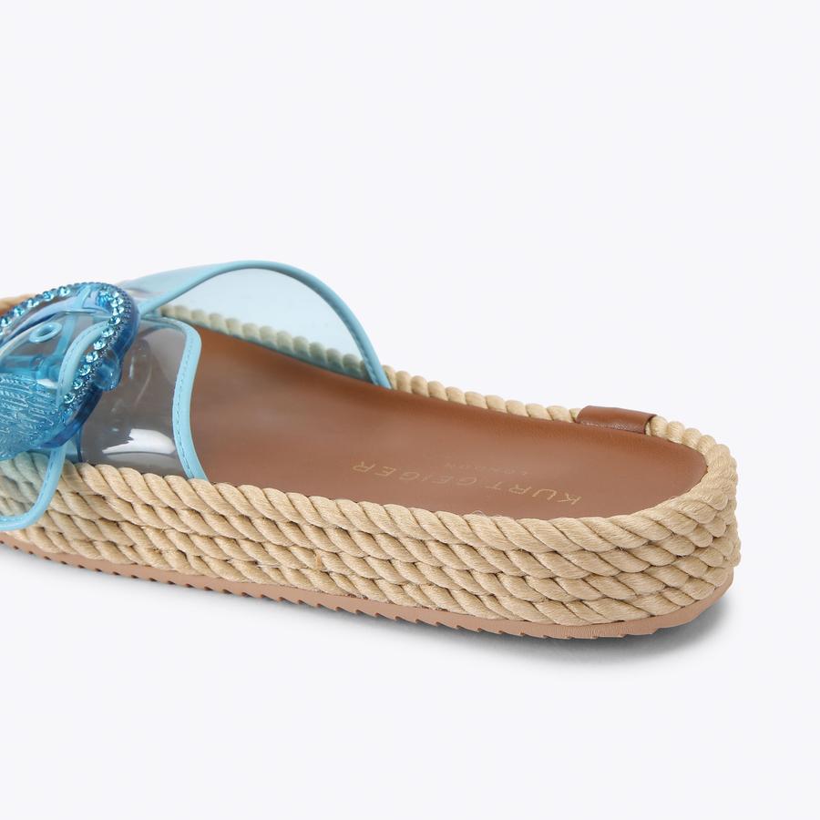 KC MAYFAIR ROPE SLIDE Blue Vinyl Slide On Sandal by Kurt Geiger London