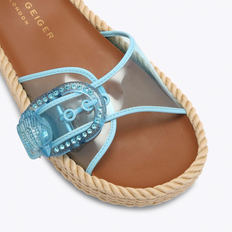 KC MAYFAIR ROPE SLIDE Blue Vinyl Slide On Sandal by Kurt Geiger London