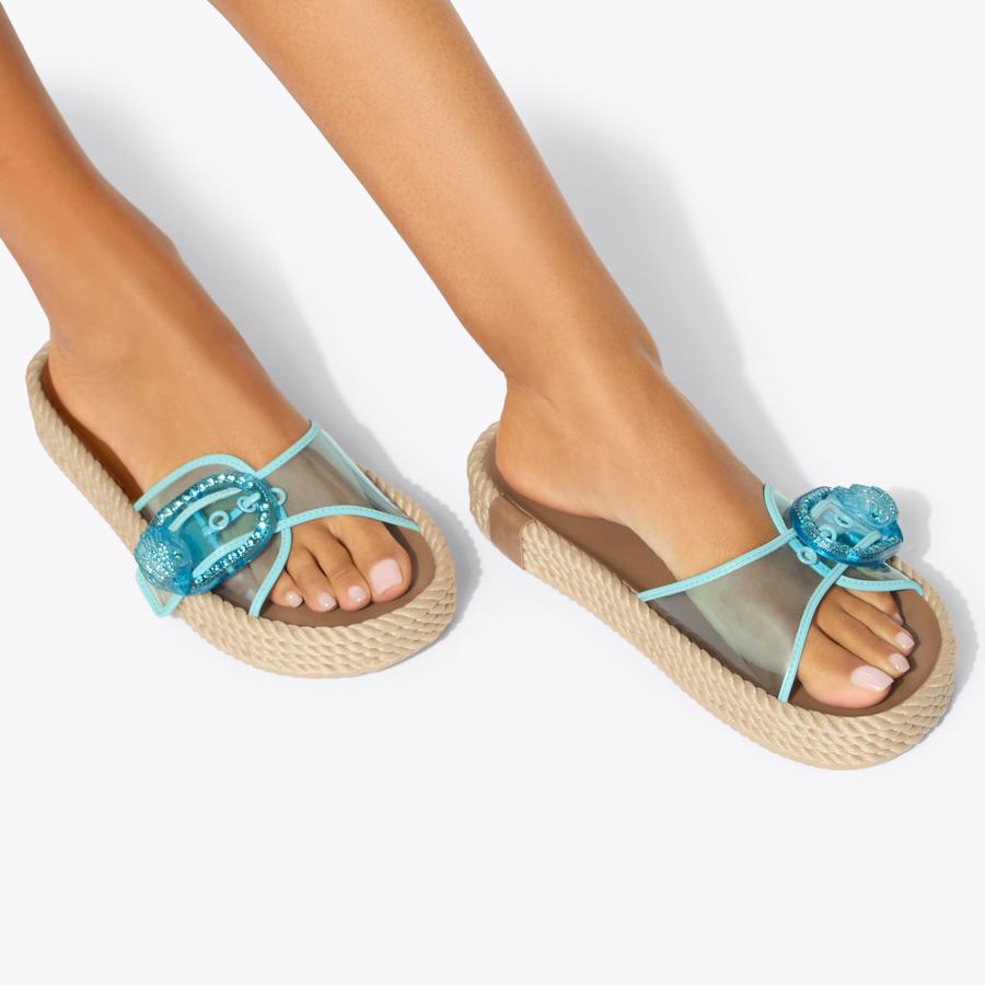 KC MAYFAIR ROPE SLIDE Blue Vinyl Slide On Sandal by Kurt Geiger London