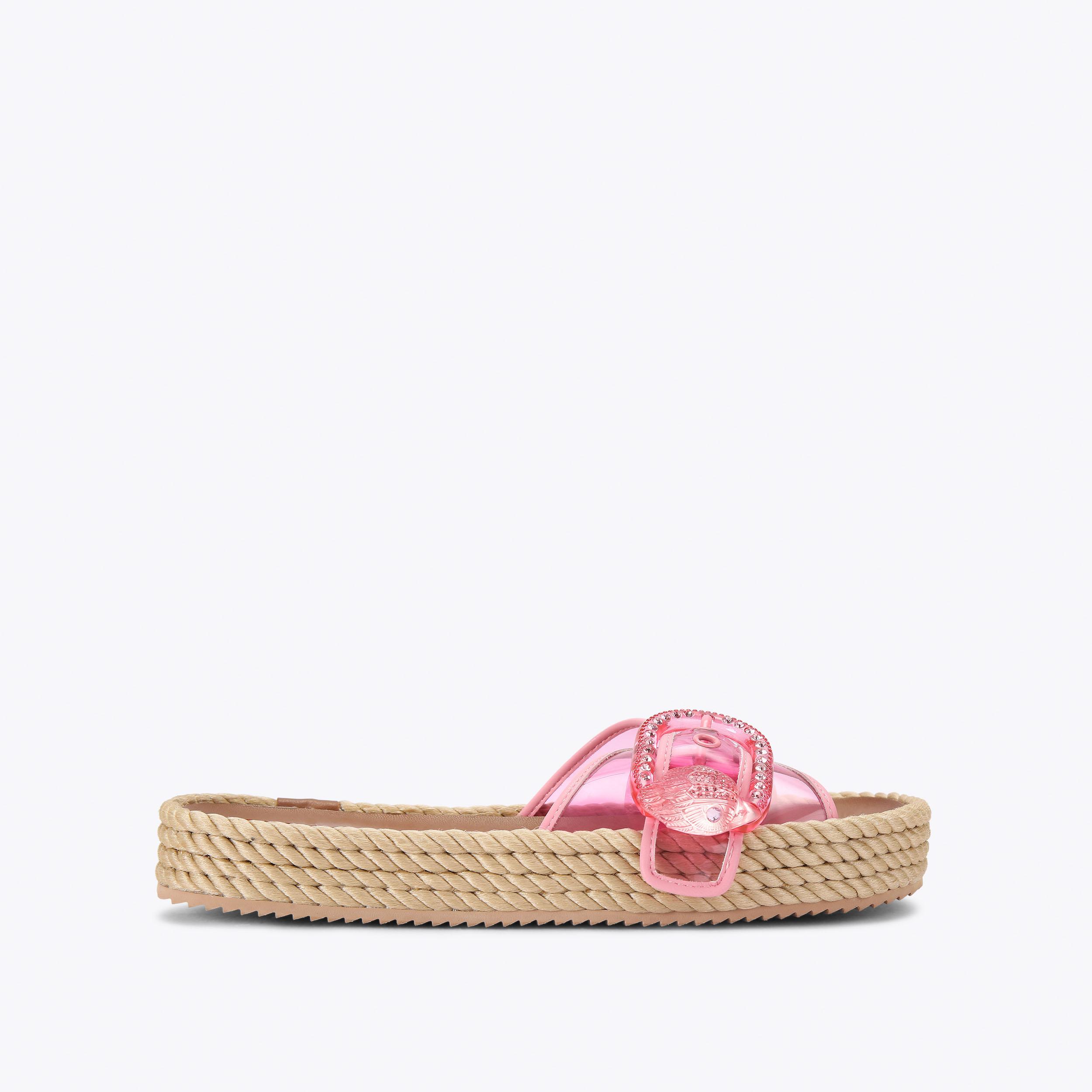 KC MAYFAIR ROPE SLIDE Pink Vinyl Slide On Sandal by Kurt Geiger London