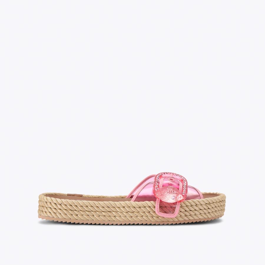 KC MAYFAIR ROPE SLIDE Pink Vinyl Slide On Sandal by Kurt Geiger London