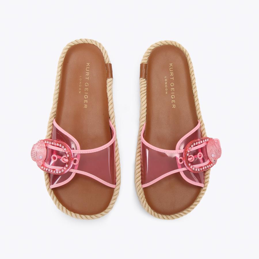 KC MAYFAIR ROPE SLIDE Pink Vinyl Slide On Sandal by Kurt Geiger London