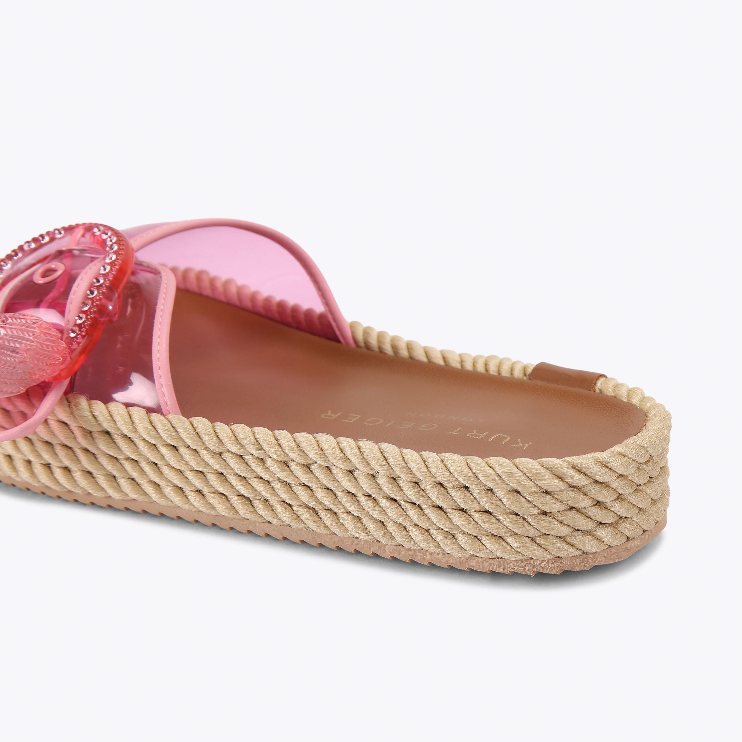 KC MAYFAIR ROPE SLIDE Pink Vinyl Slide On Sandal by Kurt Geiger London
