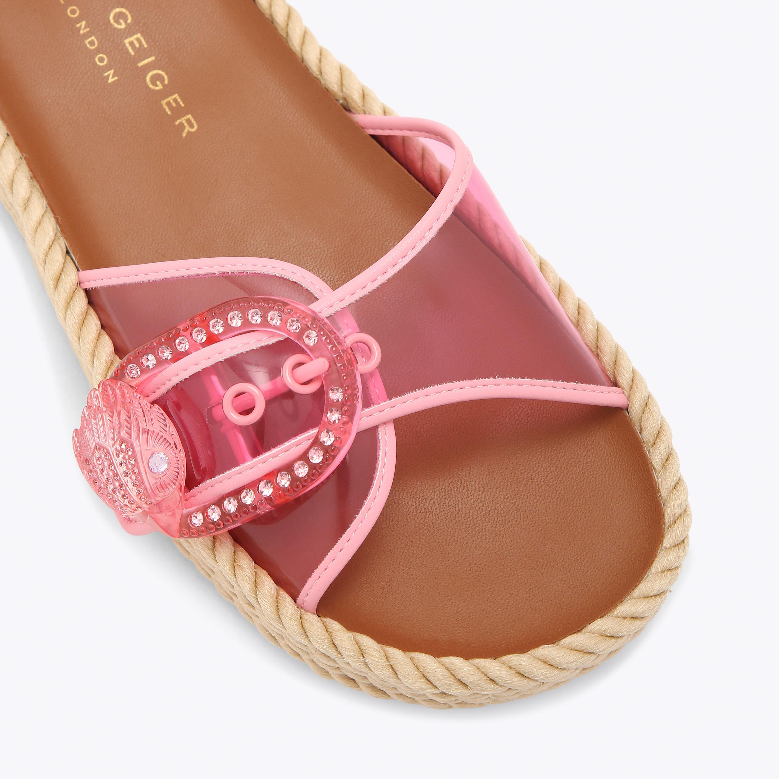 KC MAYFAIR ROPE SLIDE Pink Vinyl Slide On Sandal by Kurt Geiger London