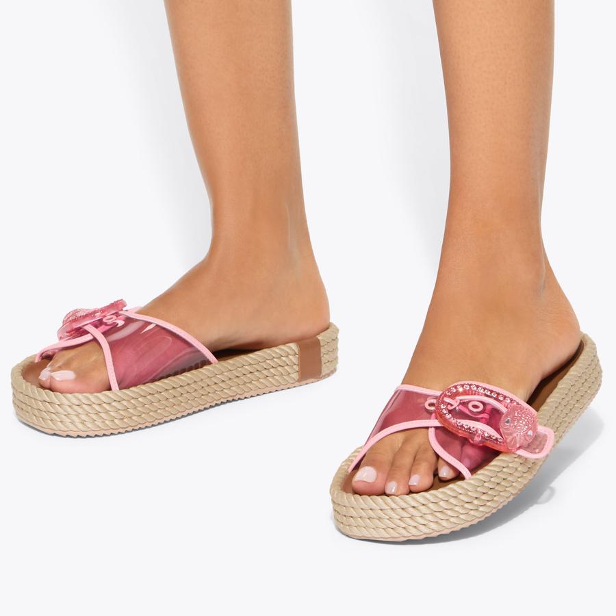 KC MAYFAIR ROPE SLIDE Pink Vinyl Slide On Sandal by Kurt Geiger London