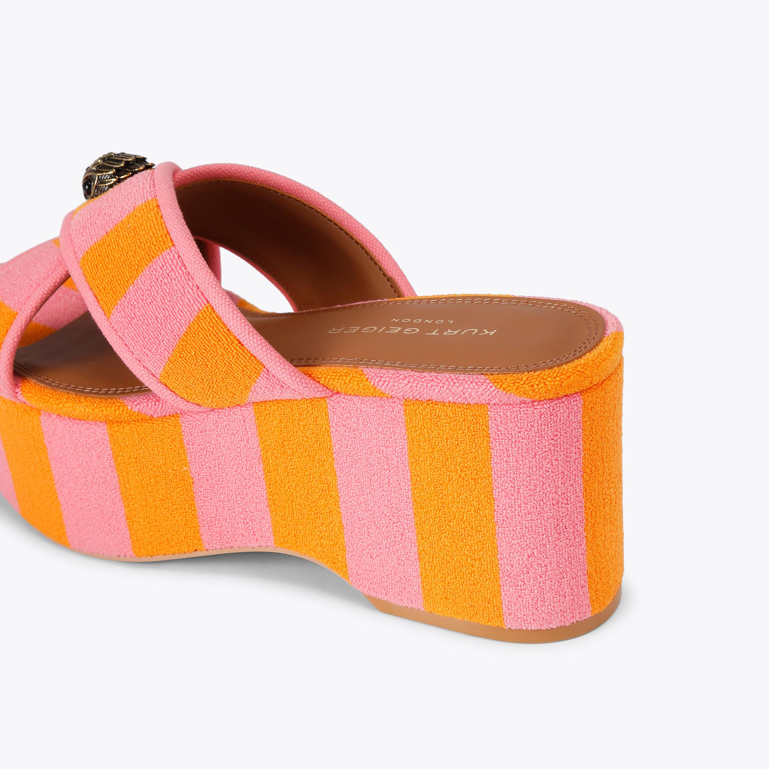 KC EAGLE X STRAP FLATFORM Pink Combination Fabric Flatform Sandal by ...
