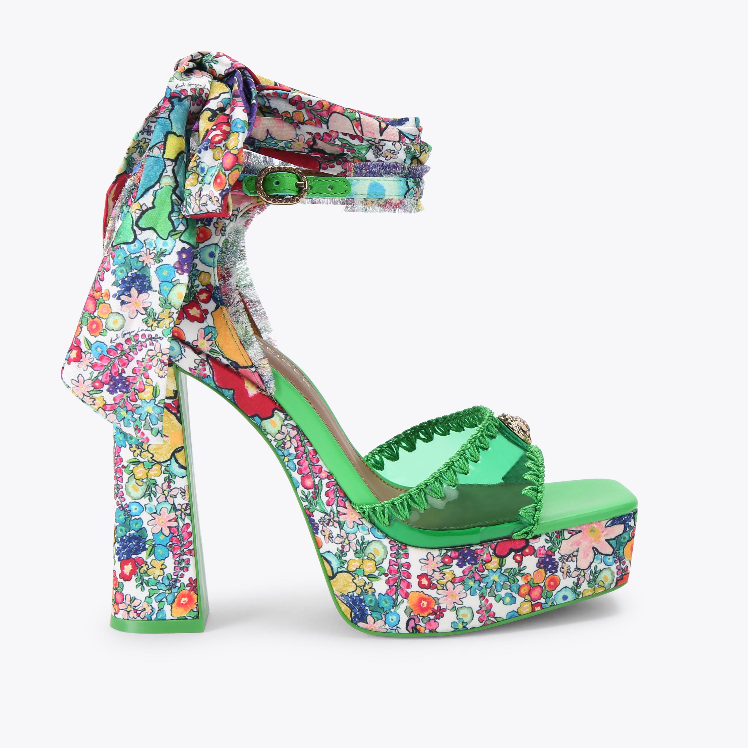 VINYL TIE PLATFORM Green Platform Sandals by Kurt Geiger London