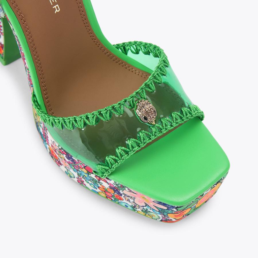 VINYL TIE PLATFORM Green Platform Sandals by Kurt Geiger London