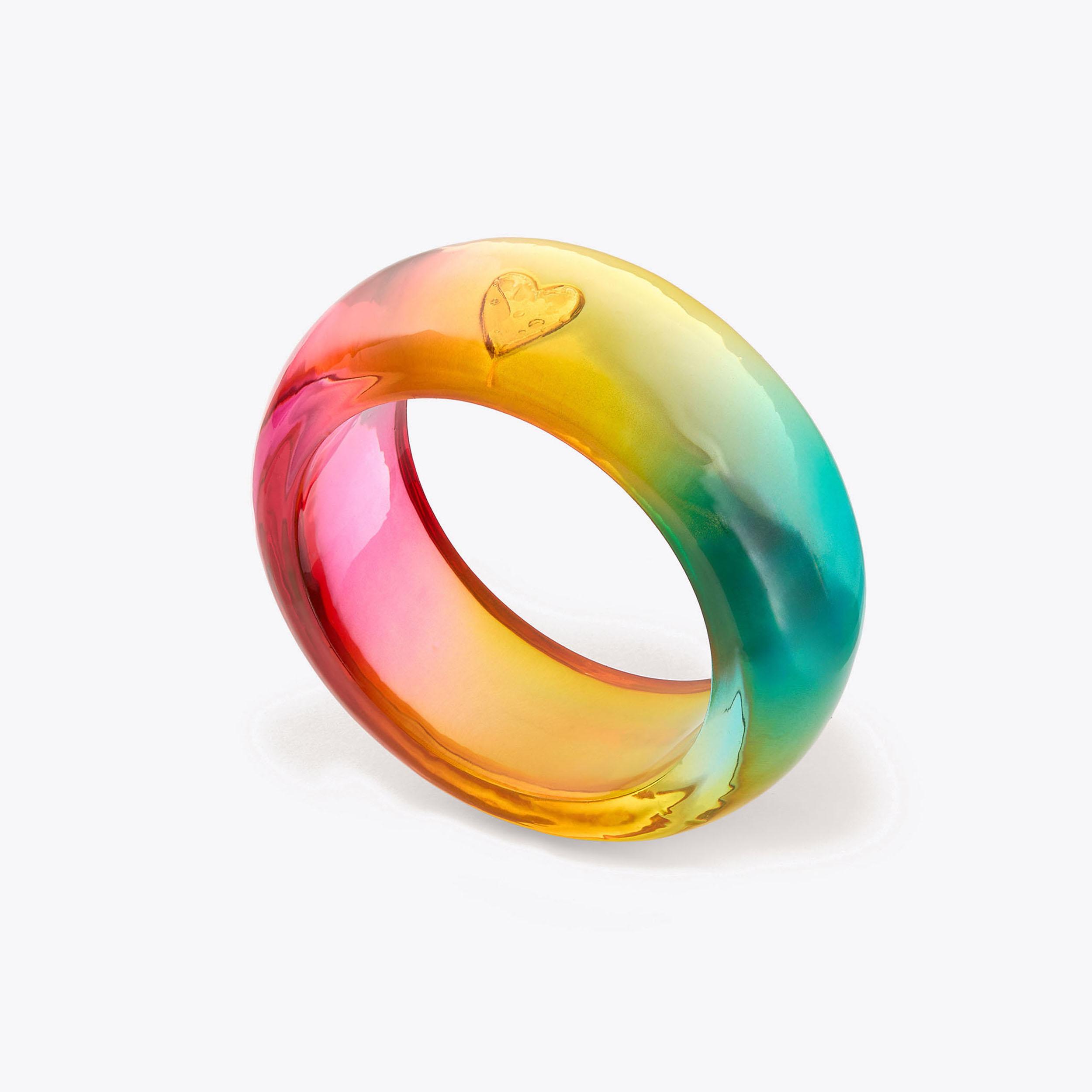 XL RESIN BANGLE Ombre Rainbow Structured Bangle by Kurt Geiger London