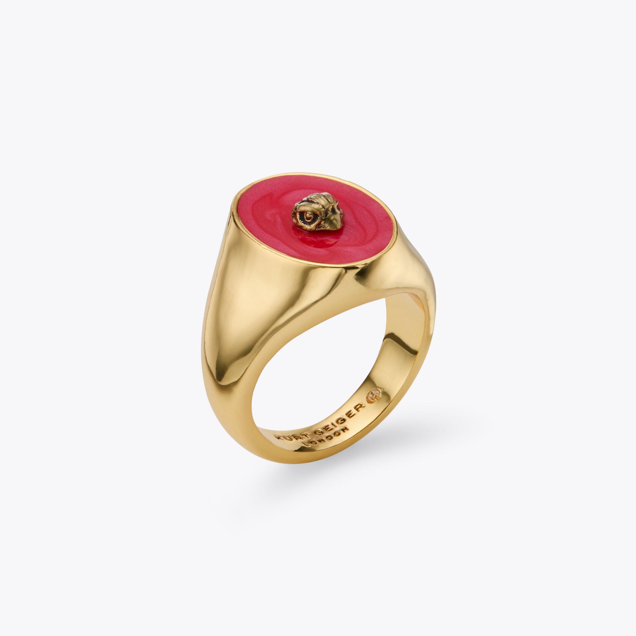 EAGLE SIGNET RING Red Eagle Signet Ring by Kurt Geiger London