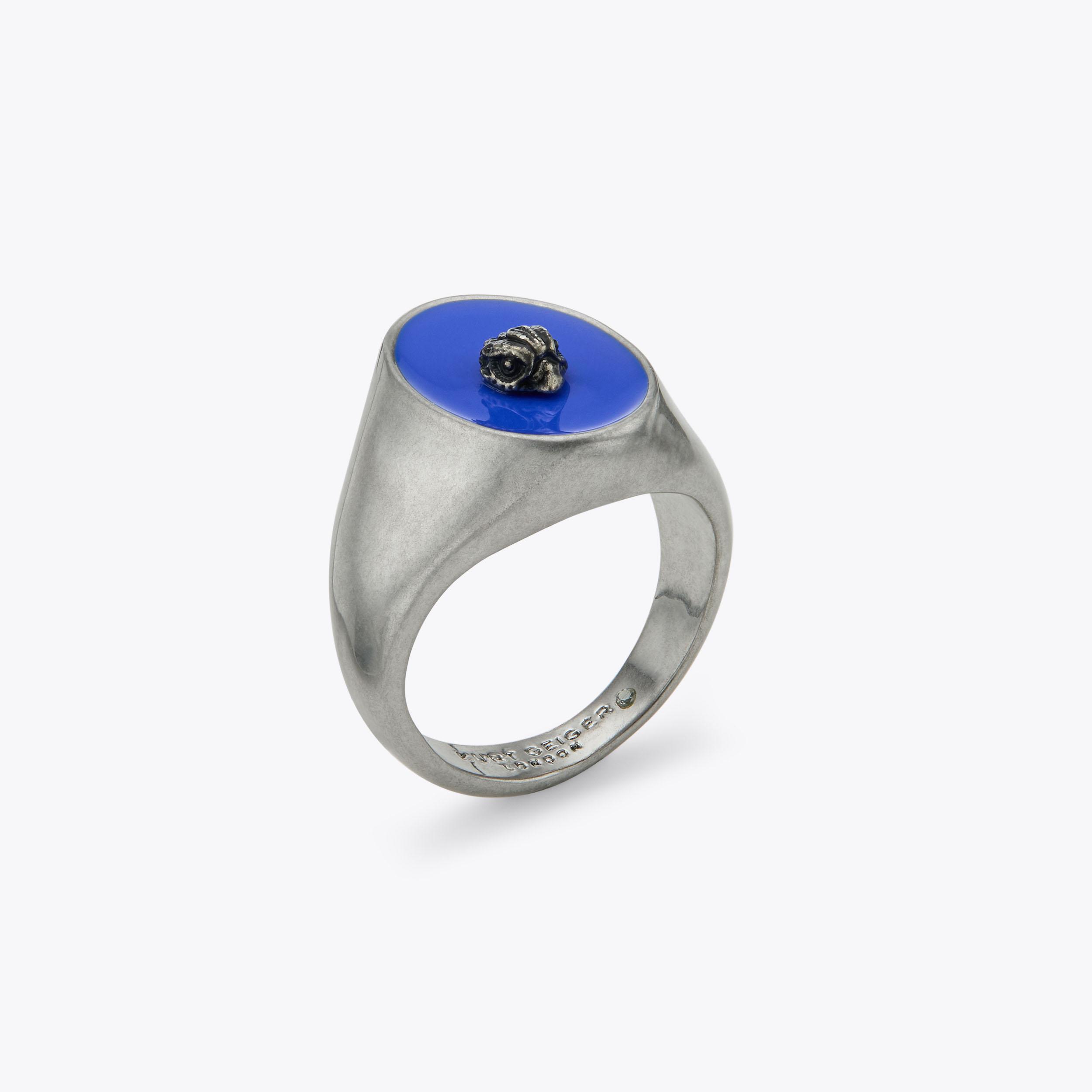 EAGLE SIGNET RING Blue Eagle Signet Ring by Kurt Geiger London