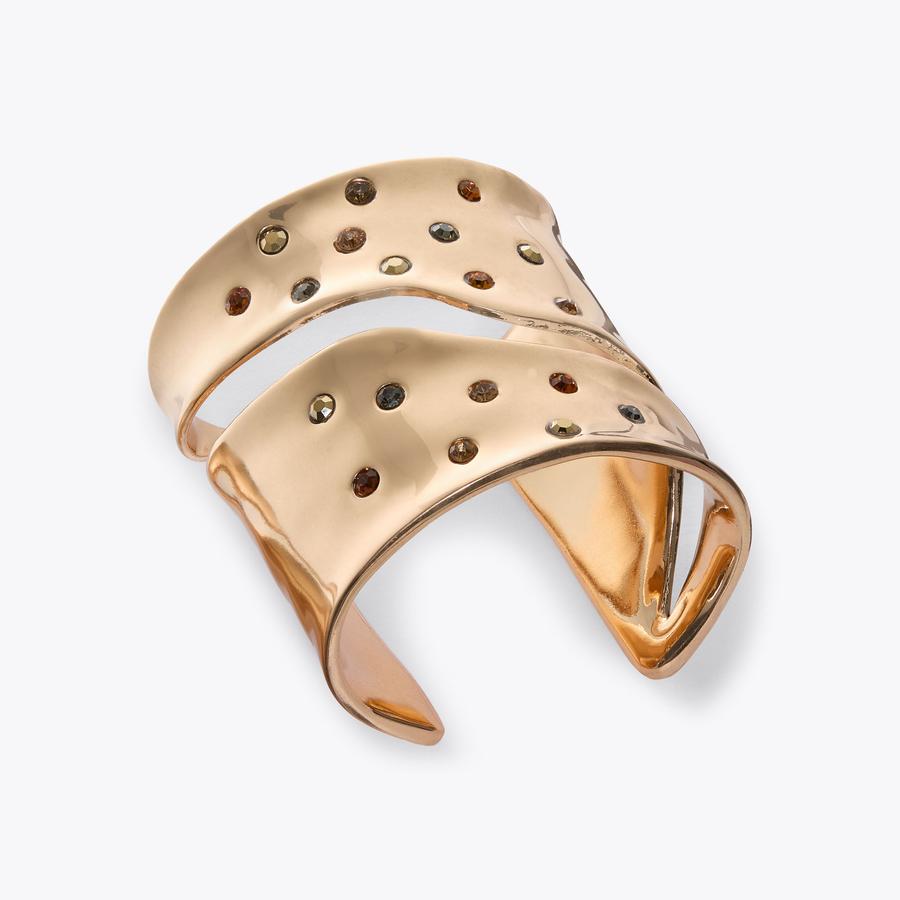 XL MIXED GEM METAL CUFF Gold Structured Cuff Bracelet by Kurt
