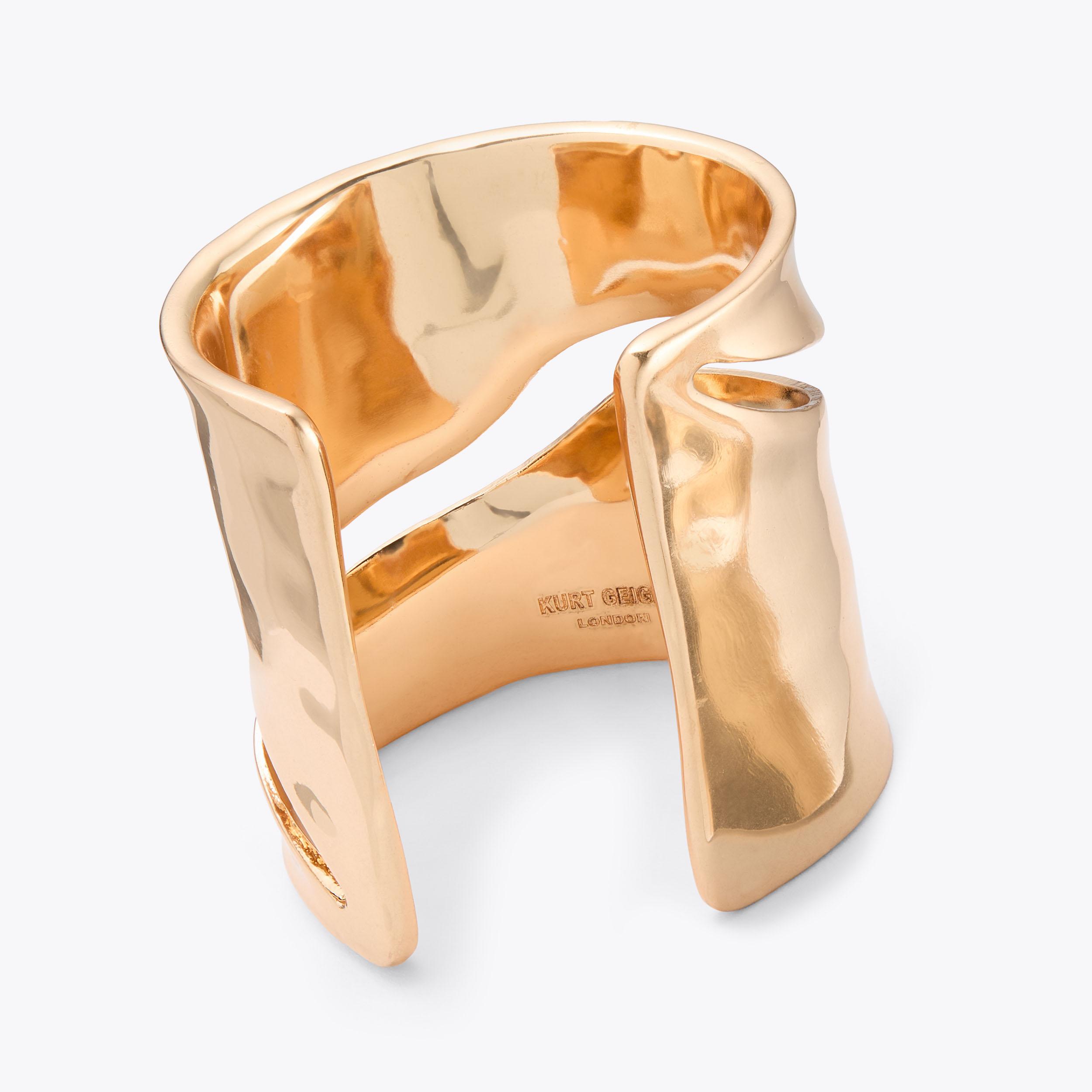 XL MIXED GEM METAL CUFF Gold Structured Cuff Bracelet by Kurt