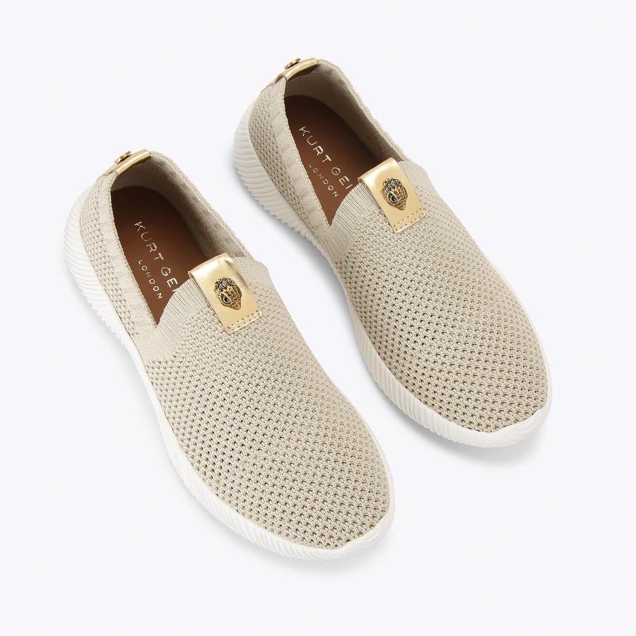 LORNA Gold Slip On Sneakers by Kurt Geiger London