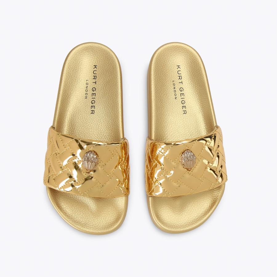 GOLDEN ゴールデングース　リアルレザーサンダル⭐︎ミュール⭐︎ MEENA EAGLE Metallic Gold Slip On Sandal by Kurt Geiger London