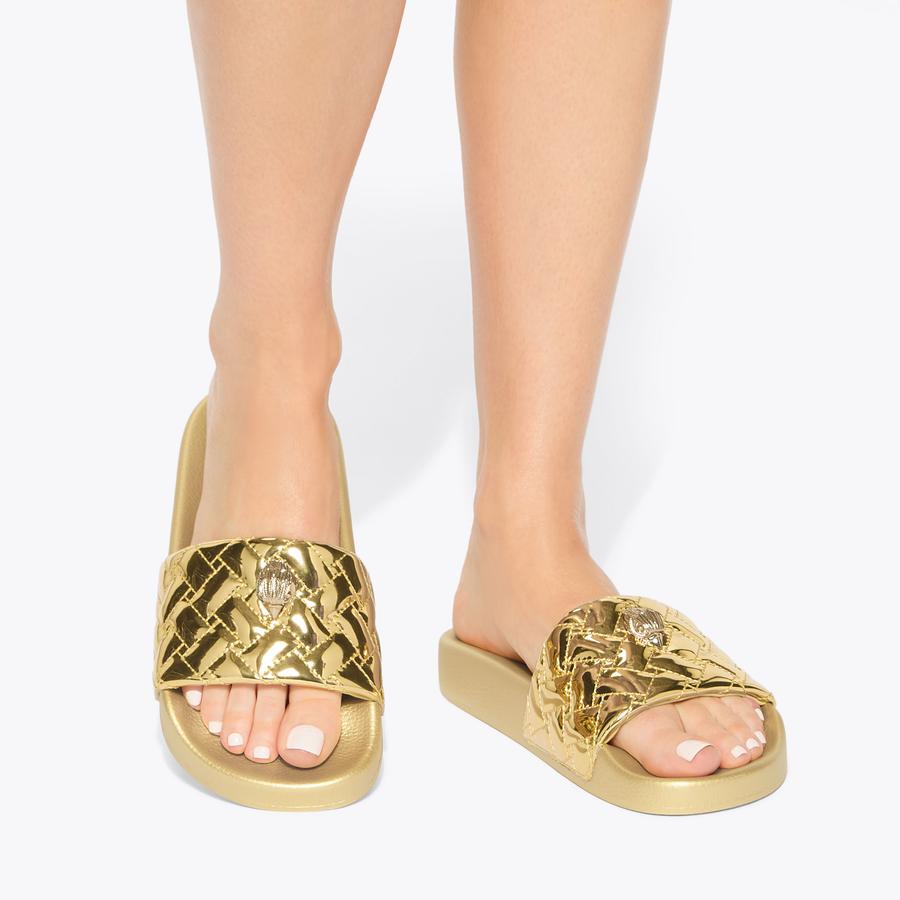 MEENA EAGLE Metallic Gold Slip On Sandal by Kurt Geiger London