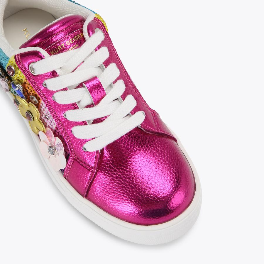 MINI LANEY TUTTI FRUTTI Rainbow Stripe Crystal Lace Up Sneaker by