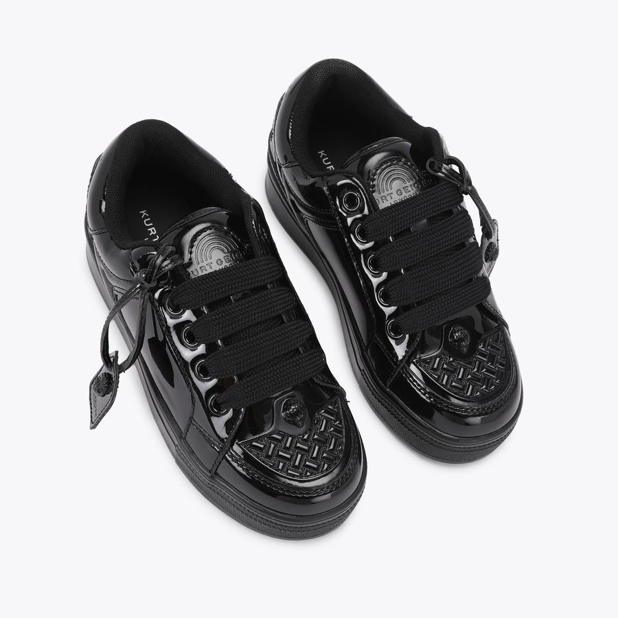 MINI SOUTHBANK TAG Black Patent Lace Up Sneaker by Kurt Geiger London