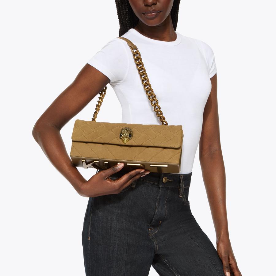 KENSINGTON EAST WEST KURT Tan Suede Leather East West Bag by Kurt