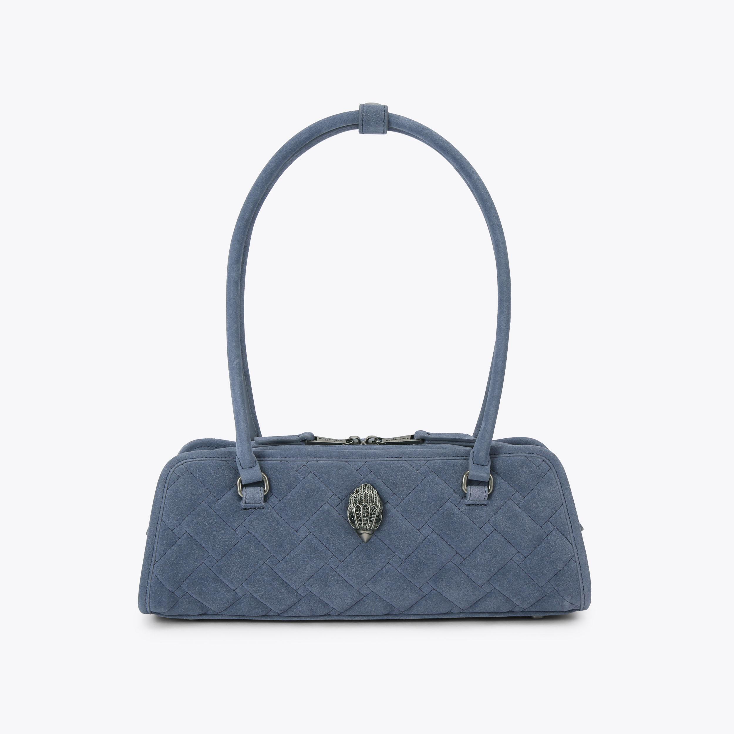 KENSINGTON SAUSAGE Denim Suede Shoulder Bag by Kurt Geiger London