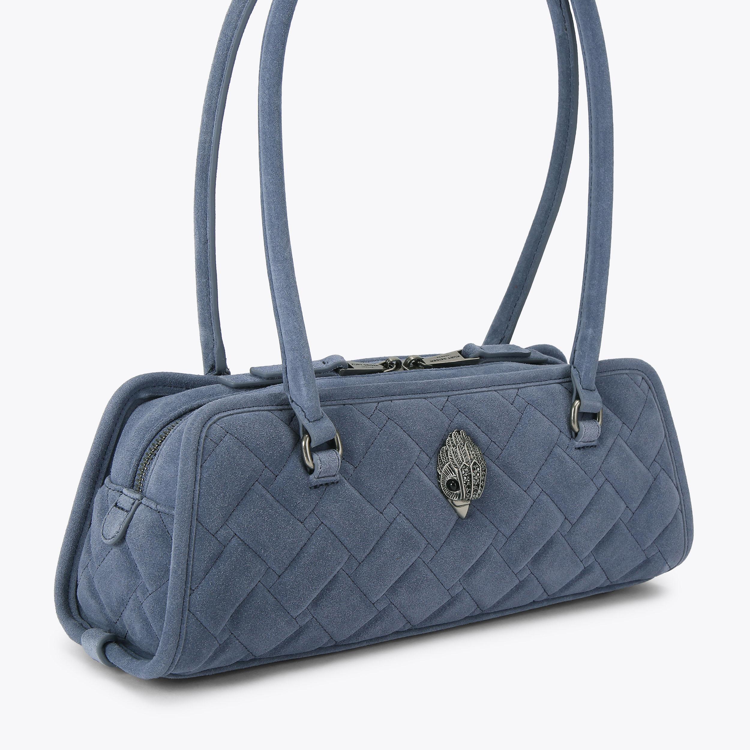 KENSINGTON SAUSAGE Denim Suede Shoulder Bag by Kurt Geiger London