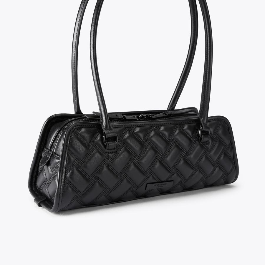 KENSINGTON SAUSAGE DR Black Leather Shoulder Bag by Kurt Geiger London