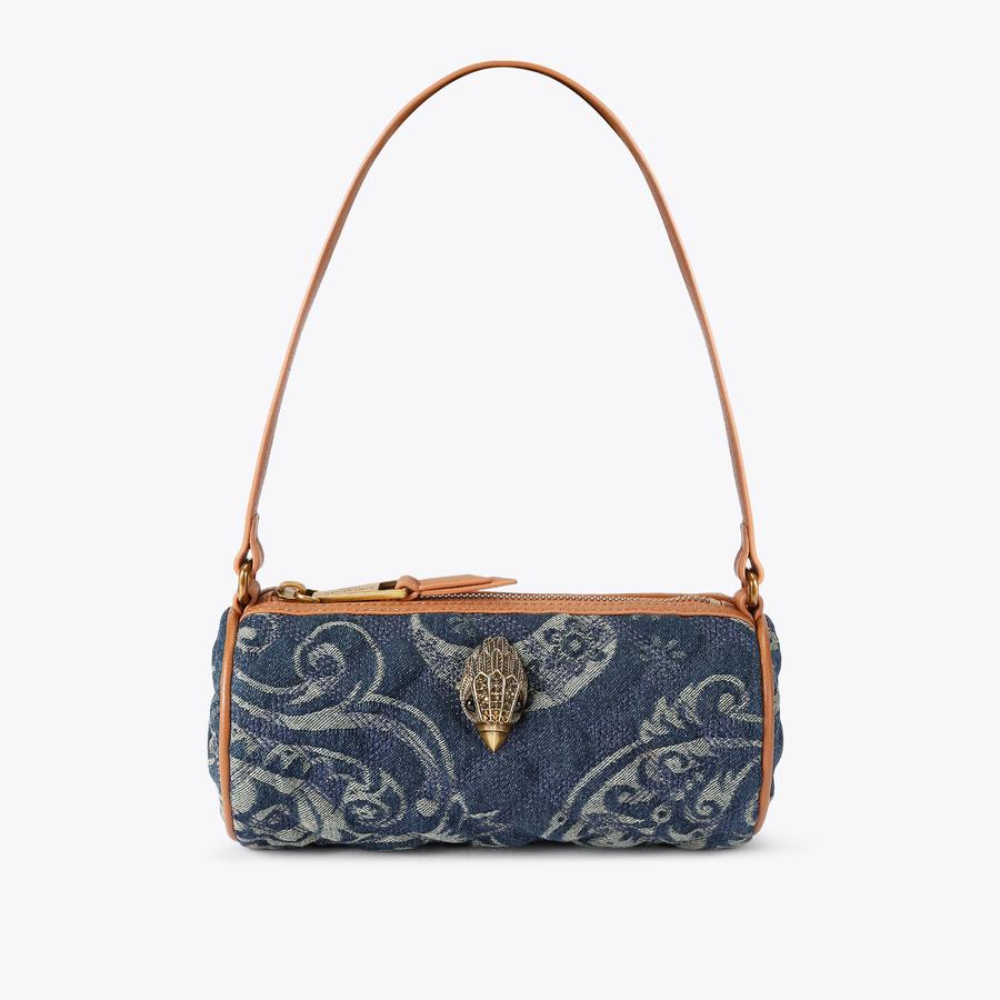KENSINGTON SM BARREL Denim Shoulder Bag by Kurt Geiger London