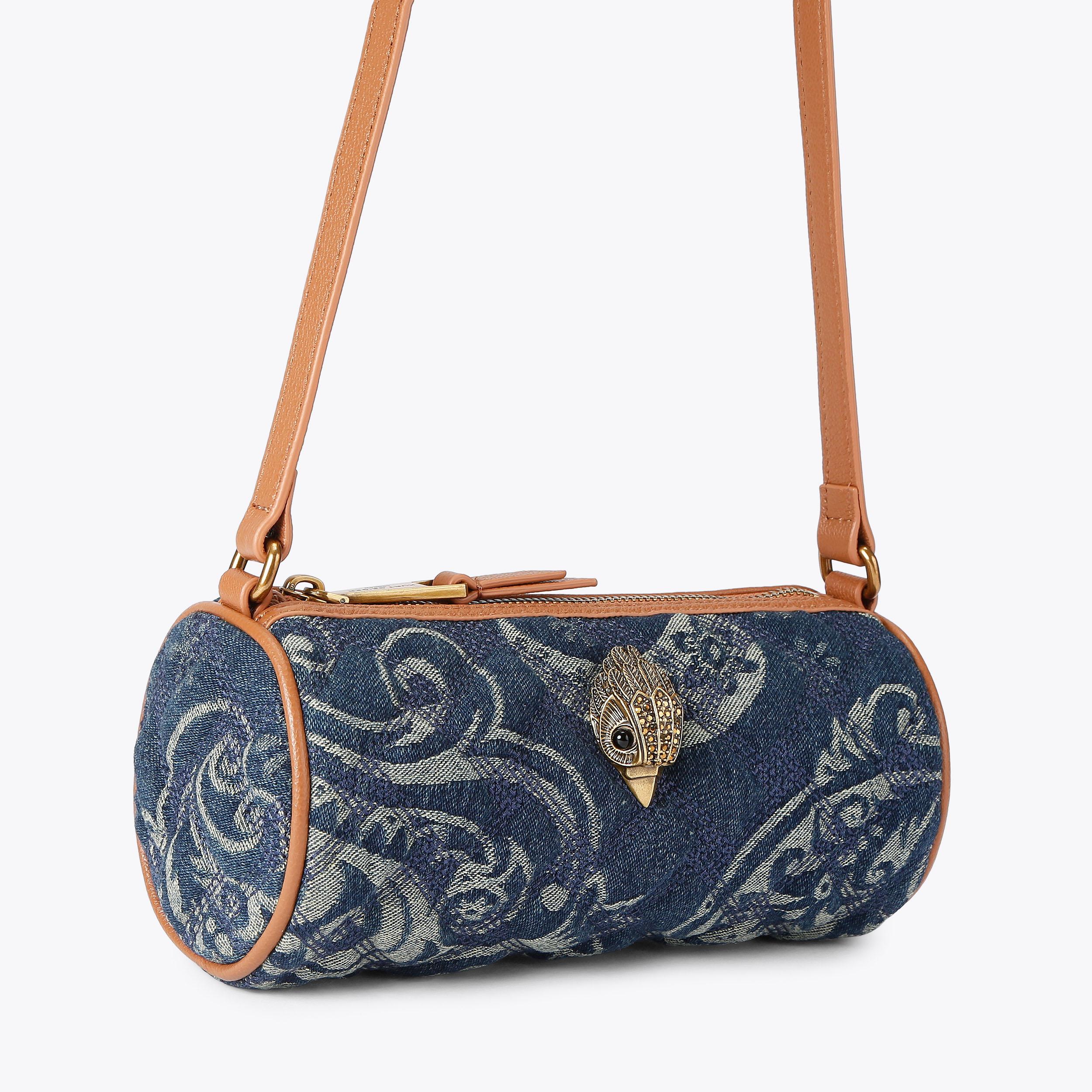 KENSINGTON SM BARREL Denim Shoulder Bag by Kurt Geiger London